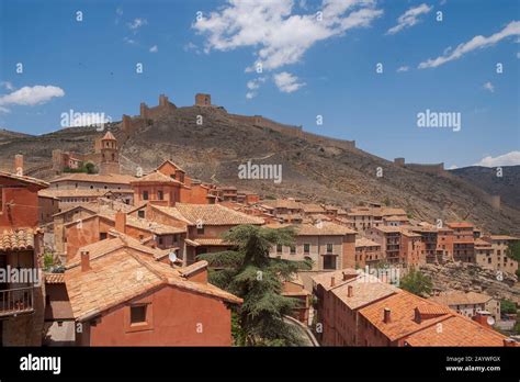 beautiful medieval village in Spain, Albarracin in the province of ...