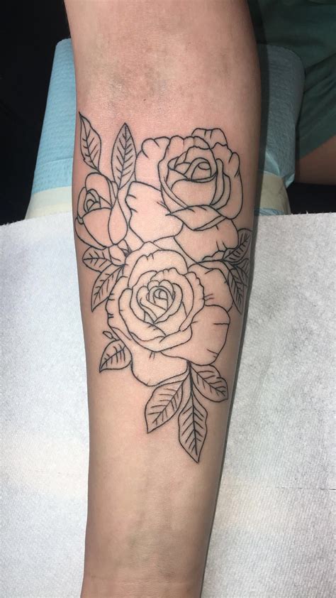 Rose tattoo on my forearm #rose #tattoo #outline | Rose outline tattoo, Sleeve tattoos, Rose ...