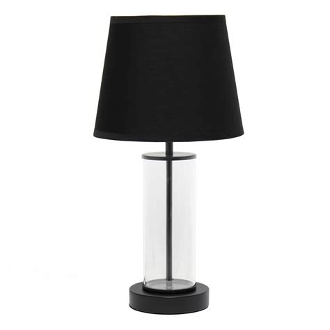 Simple Designs 16.93 in. Black Encased Metal Glass Table Lamp LT2081 ...