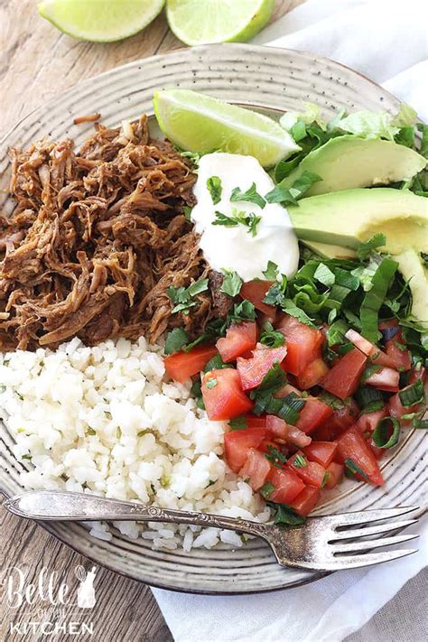 Chipotle Pork Carnitas Burrito Bowls - Belle of the Kitchen