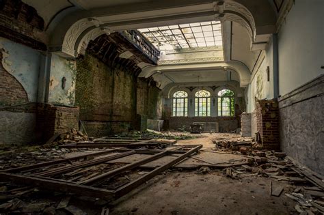 'till then my windows ache' // ballroom, abandoned hotel // belgium // [5090x3393] [OC ...