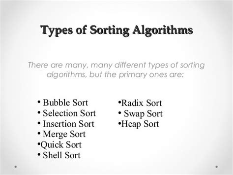 Sorting algorithms