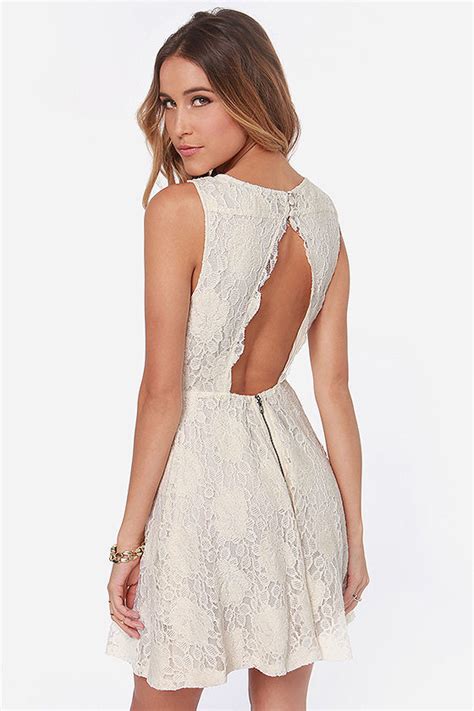 Pretty Lace Dress - Cream Dress - Backless Dress - Skater Dress - $65. ...