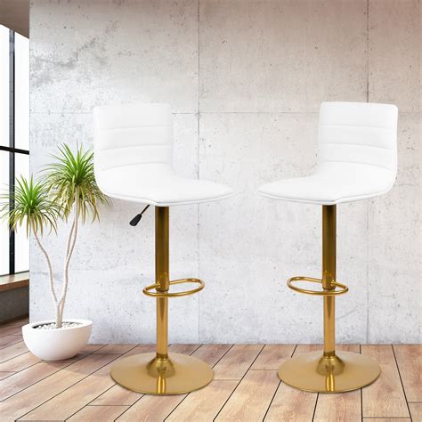 Flash Furniture Modern White Vinyl Adjustable Bar Stool with Back, Counter Height Swivel Stool ...