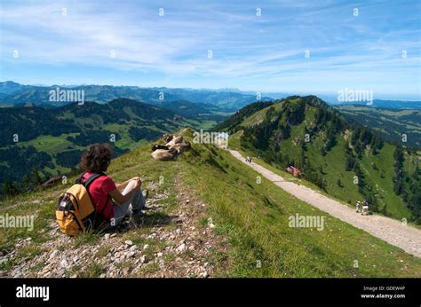 Hiking, Hochgrat near Oberstaufen, Allgaeu, Bavaria, Germany MR Stock ...