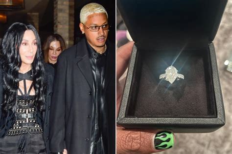 Cher Shouts Out Boyfriend Alexander 'AE' Edwards' Flame Manicure as She Shows Off New Diamond Ring