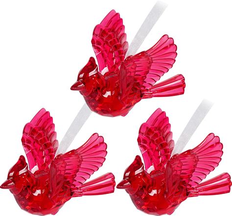 Amazon.com: Tugaizi Acrylic Cardinal Christmas Tree Ornaments Cardinal ...