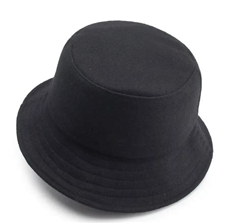 6pcs NEW Plain Wool Felt Bucket Hat for Autumn Winter Men Grey Woolen ...