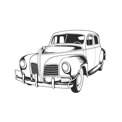 Premium Vector | Outline illustration design of a vintage car 39