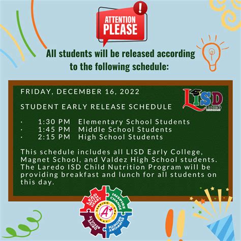 Student Early Release Schedule | Francisco Farias Elementary School