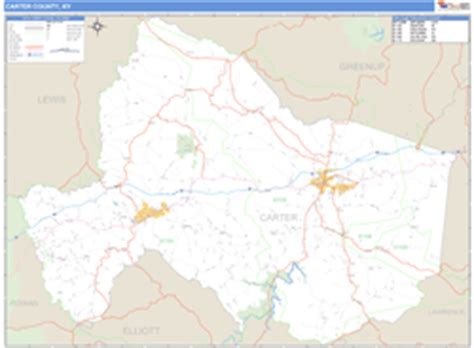 Carter County, KY Wall Map Basic Style by MarketMAPS