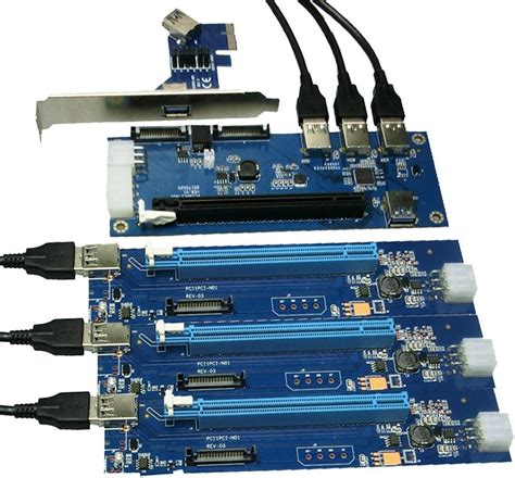 PCIe 1 to 4 PCI Express 16X Slots Riser Card PCI-E 1X to External 4 PCI ...