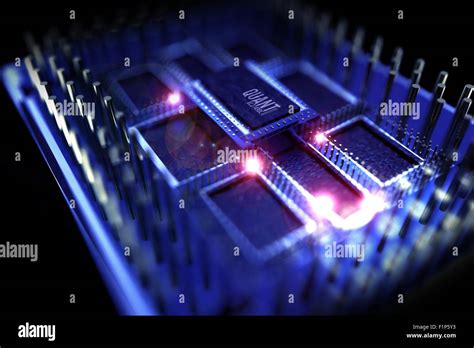 Quantum Processor Illustration. Quantum Computing Theme. 3D Rendered ...