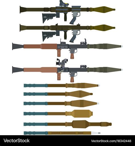 Soviet rocket launchers and grenades for rpg-7 Vector Image