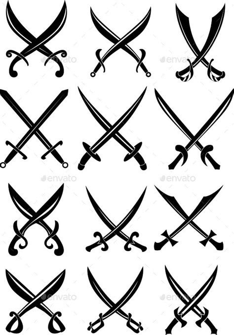 the different types of swords in black and white - miscellaneous ...