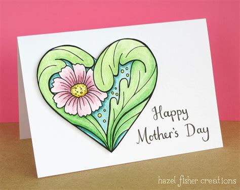 Hazel Fisher Creations: Mother's Day Card - Floral Heart Digital Stamp