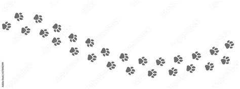 Footpath trail of animal. Dog or cat paws print vector isolated on white background. Trail ...