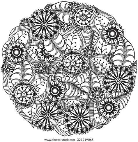 Beautiful Doodle Art Flowers Circle Zentangle Stock Vector (Royalty ...