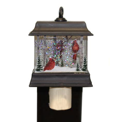 Christmas LANTERN CARDINAL NIGHT LIGHT Acrylic Glitter Christmas 166182 ...