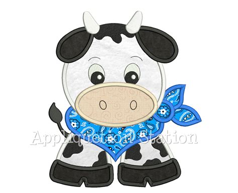 Applique Cow Machine Embroidery Design Farm Bandana Baby Animal Boy ...