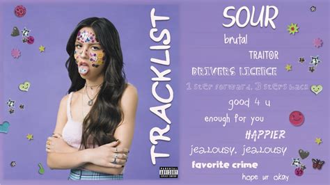 SOUR: Tracklist // Olivia Rodrigo - Debut Album🍦 🍓 - YouTube