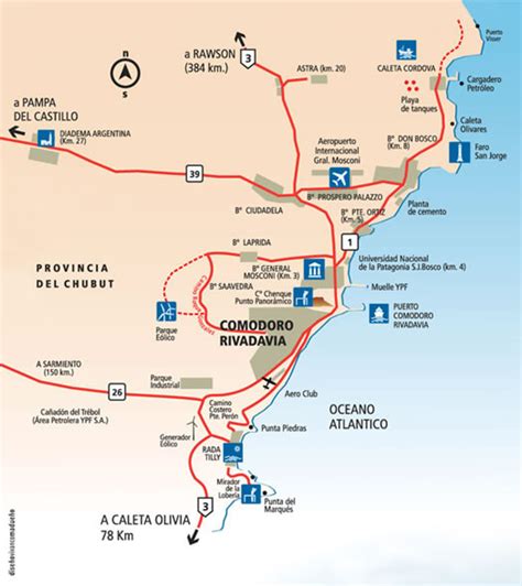 Comodoro Rivadavia Region Tourist Map - Comodoro Rivadavia Argentina ...