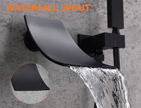 Modern Waterfall Wall-Mount Bath Filler Mixer Tap & Handshower in Matte Black | Tub filler, Hand ...
