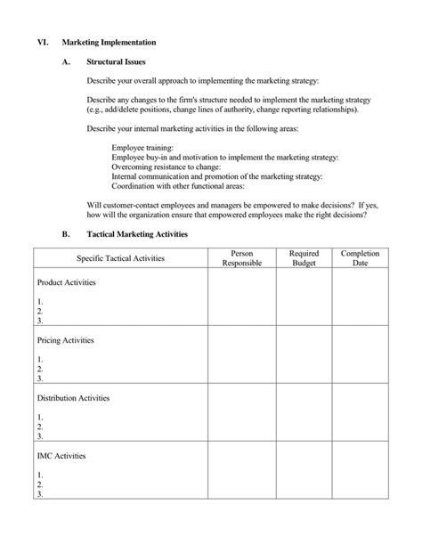MARKETING PLAN WORKSHEETS in Word and Pdf formats - page 11 of 13