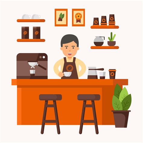 Barista at Coffee Shop Vector Illustration 222157 Vector Art at Vecteezy