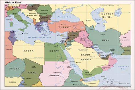 24"x36" Gallery Poster, cia map of Middle East iraq iran israel 1990 p1 ...