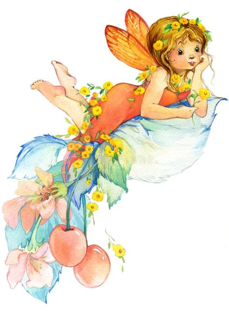 Flower Fairy. Watercolor Drawing Stock Illustration - Illustration of love, congratulation: 55224697