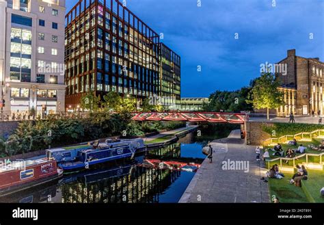 The Granary Square Kings Cross Development at Night London Stock Photo ...