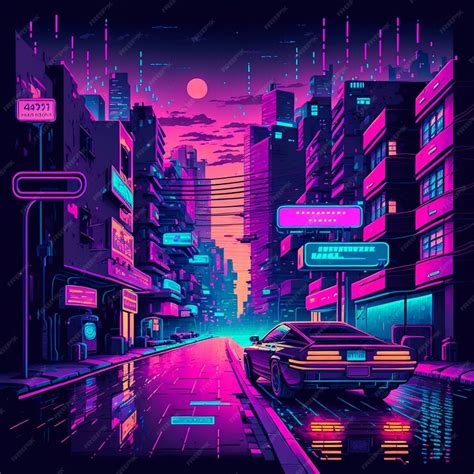 Premium Photo | Cartoon image of a cyberpunk street