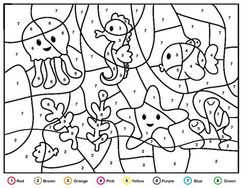 Ocean Animals color by number - Download, Print Now!