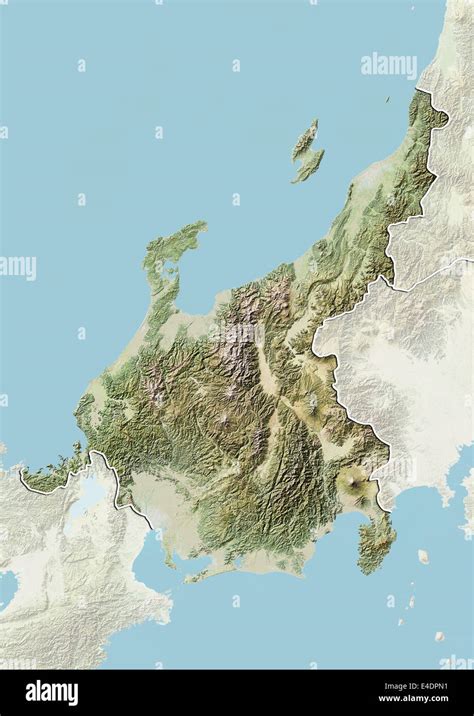 Region of Chubu, Japan, Relief Map Stock Photo - Alamy