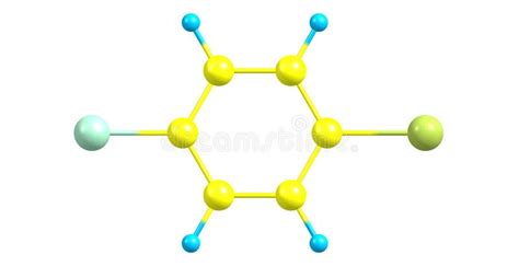 1-Bromo-4-chlorobenzene Moleculaire Structuur Op Wit Stock Illustratie - Illustration of fysica ...