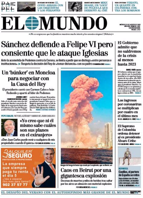 Las portadas de los periódicos del miércoles 5 de agosto de 2020