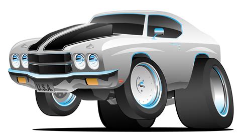 Classic Seventies Style American Muscle Car Cartoon Vector Illustration 372091 Vector Art at ...