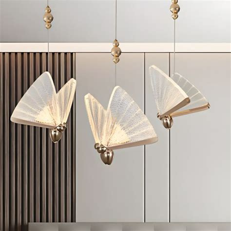 Decorative Butterfly Shaped Pendulum Light Acrylic Bedroom LED Hanging ...