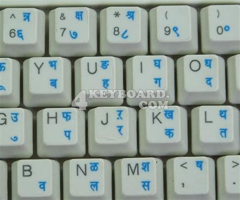 HINDI TRANSPARENT KEYBOARD STICKERS WITH BLUE LETTERS for sale