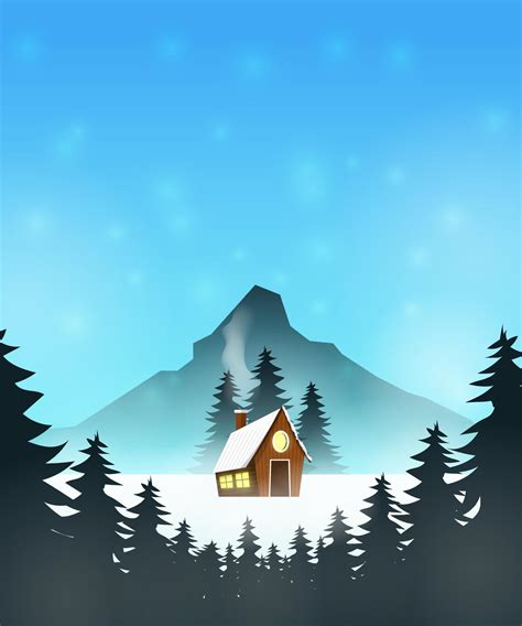 Winter snowy house with mountains background wallpaper 4930683 Vector Art at Vecteezy