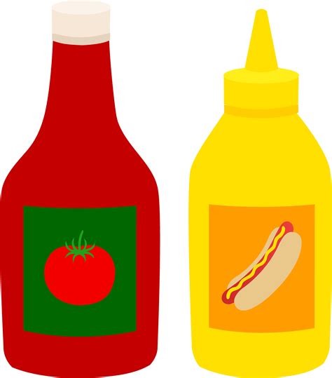 Bottles of Ketchup and Mustard - Free Clip Art