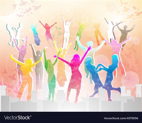 Happy people silhouettes Royalty Free Vector Image