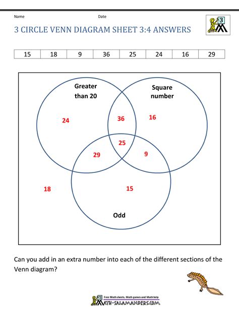 Venn Diagram Worksheets 3rd Grade