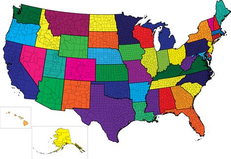 Vector United States Map with Counties - PresentationMall