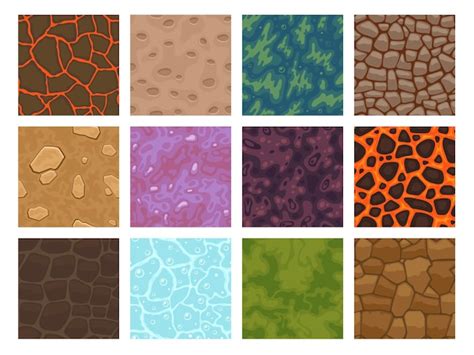 Premium Vector | Game texture tiles 2d cartoon level ground block of ...