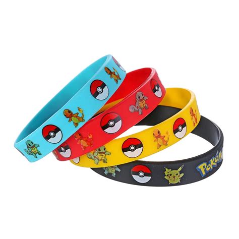 20pcs Fashion Trendy Charms Game Wristband Pokemon GO Silicone Bracelet Bangles Men 4 color ...