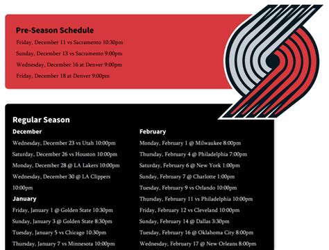 portland trailblazers schedule Archives - Printerfriendly