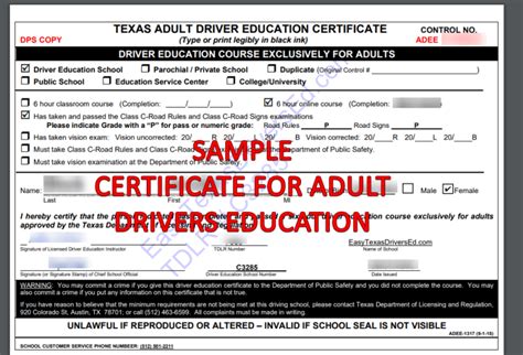 Impact Texas Drivers (Itd) Program Certificate at Rosalind Villani blog