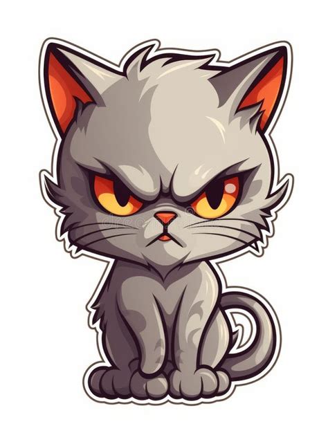 Evil Kitten Sticker in Cartoon Style Isolated, AI Stock Illustration ...